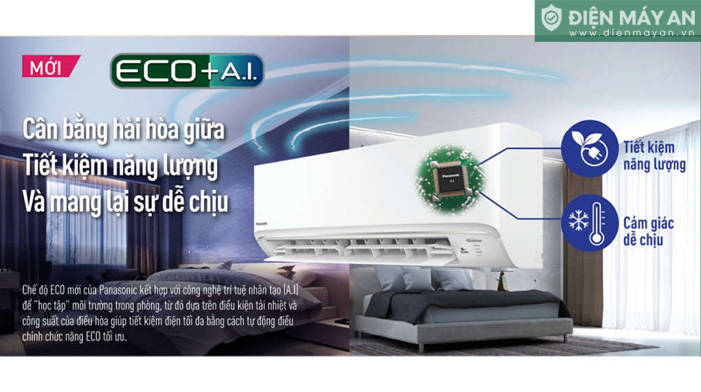 Chế độ AI ECO tiết kiệm điện nhưng vẫn duy trì độ thoải mái của phòng